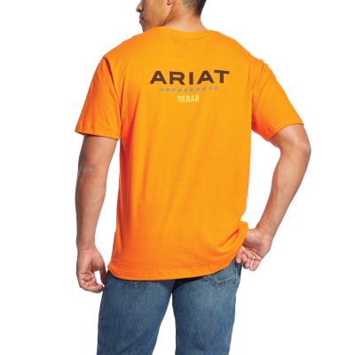 Ariat Work: Rebar Cotton Strong Logo Camisetas Hombre - Naranjas (GYIDW1398)